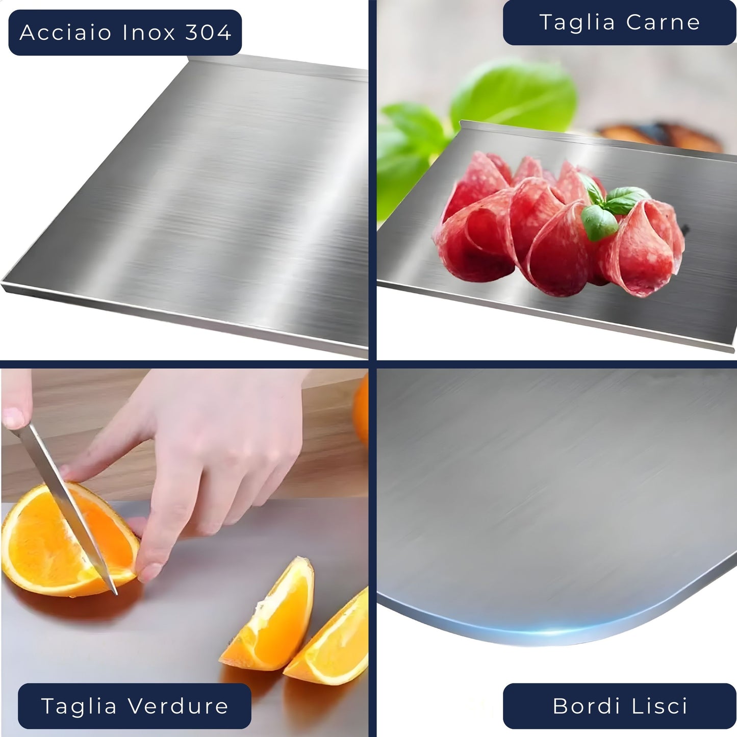Tagliere in Acciaio Inox Antibatterico