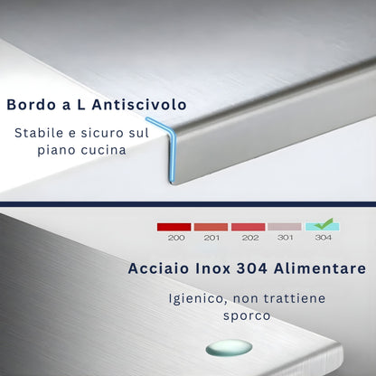 Tagliere in Acciaio Inox Antibatterico